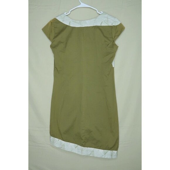 Skunkfunk Sheath Dress Asymmetrical Olive Green Organic Cotton Womens Size 4 - Picture 4 of 10